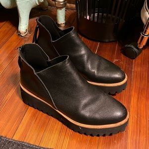 All Black leather platform lug boots